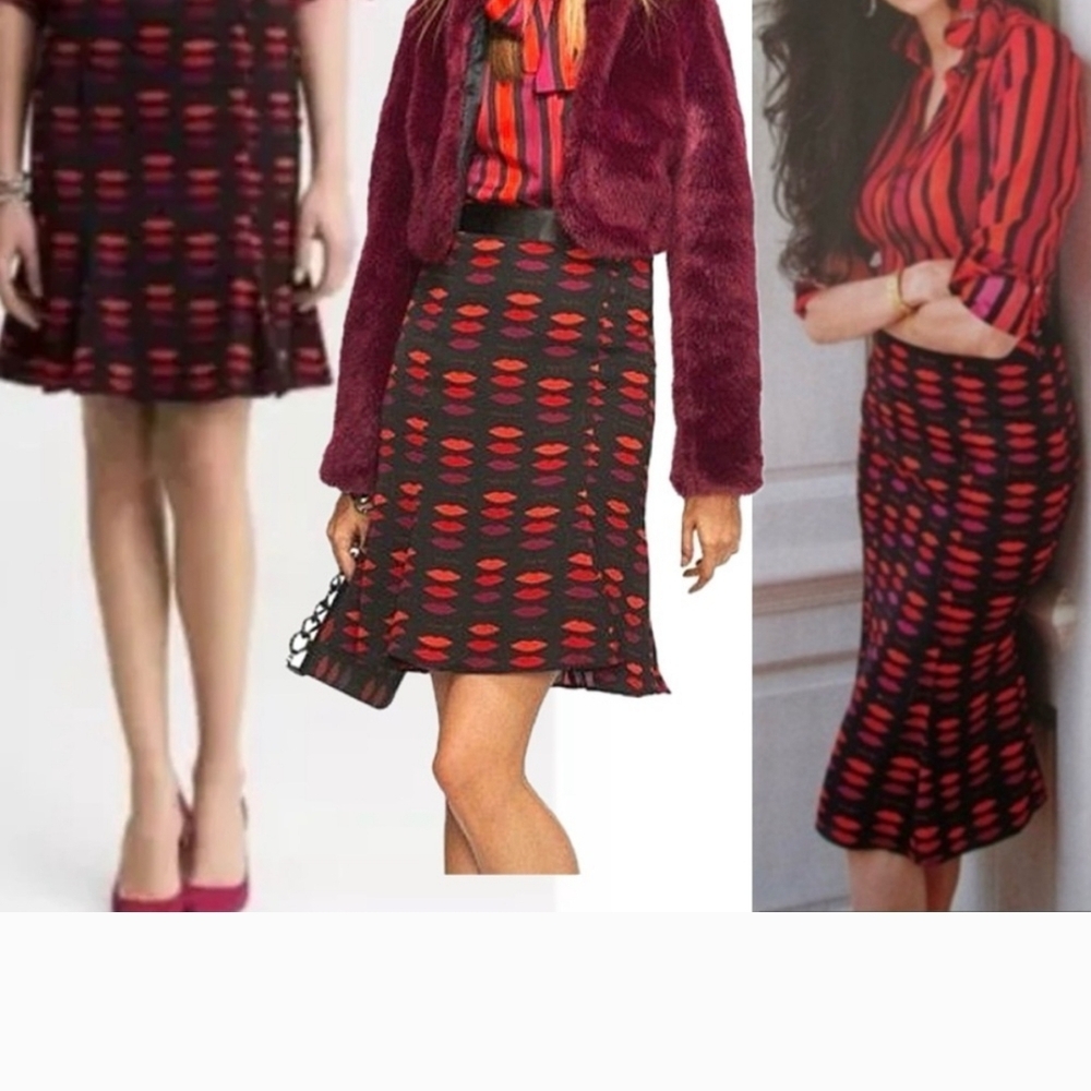 Stylish Red and Black Women's Skirt